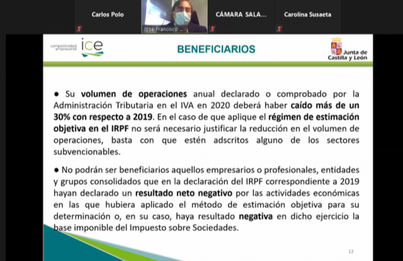 LA CáMARA DE COMERCIO DE SALAMANCA INFORMA A 55 EMPRESAS SOBRE LA NUEVA LíNEA DE AYUDAS DIRECTAS